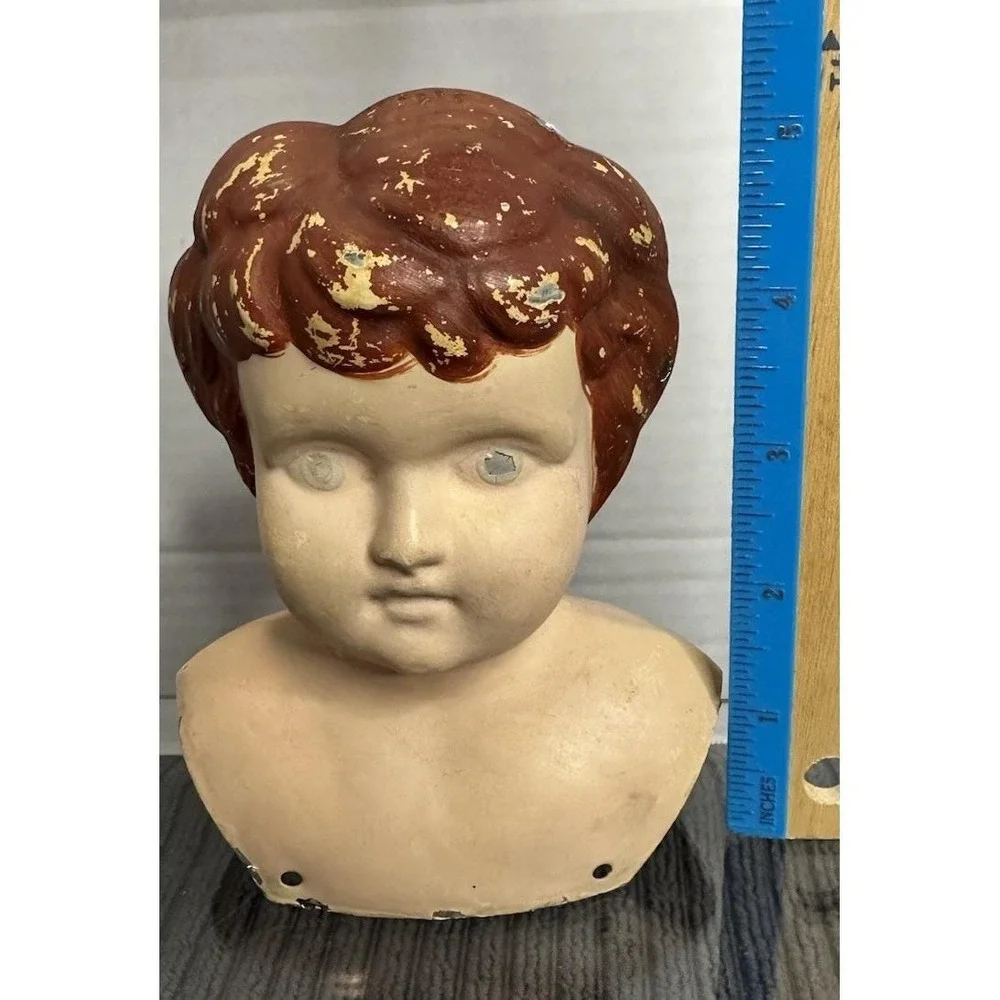 Antique German Minerva Tin Head Doll Head GERMANY 5.25